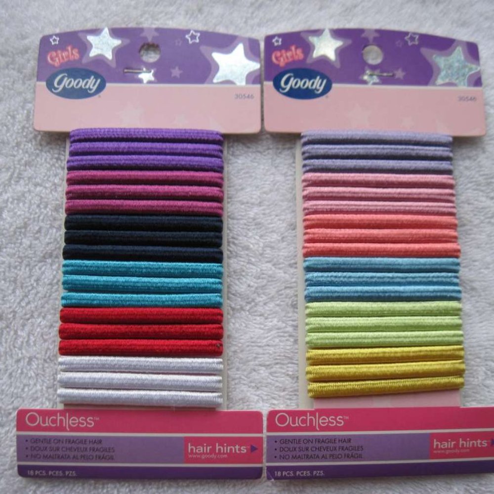 18 Goody Girls Ouchless Shiny Ponytail Hair Bands No Metal Elastic Ponytailers